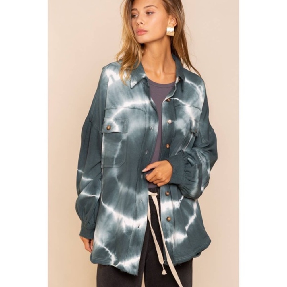 PRICE DROP Tie Dye Utility Jacket in Galaxy Navy Swirl